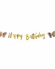 Gold Butterfly Happy Birthday Banner
