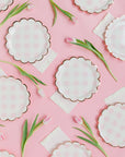 Pink Buffalo Check Scalloped Plates - Large