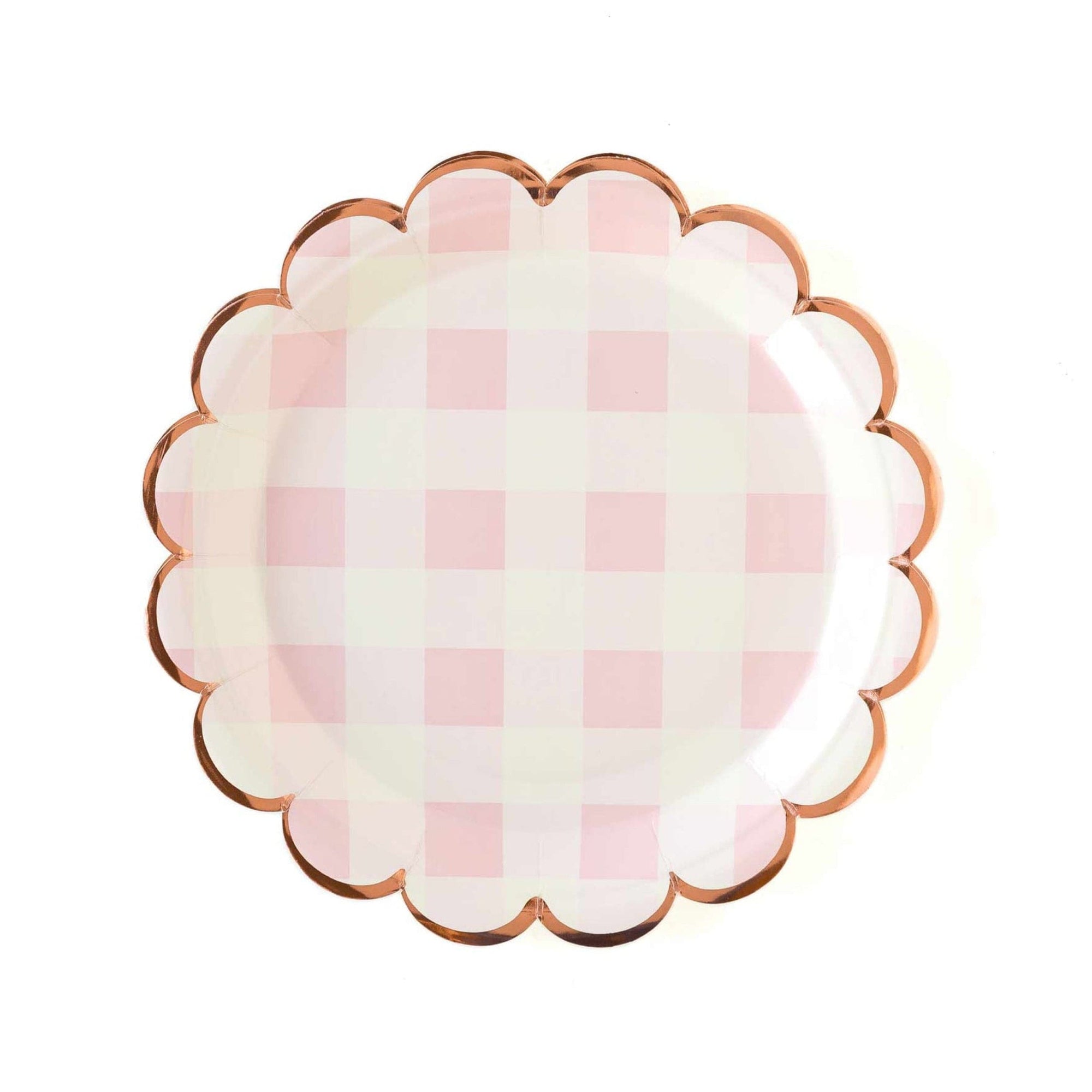 Pink Buffalo Check Scalloped Plates