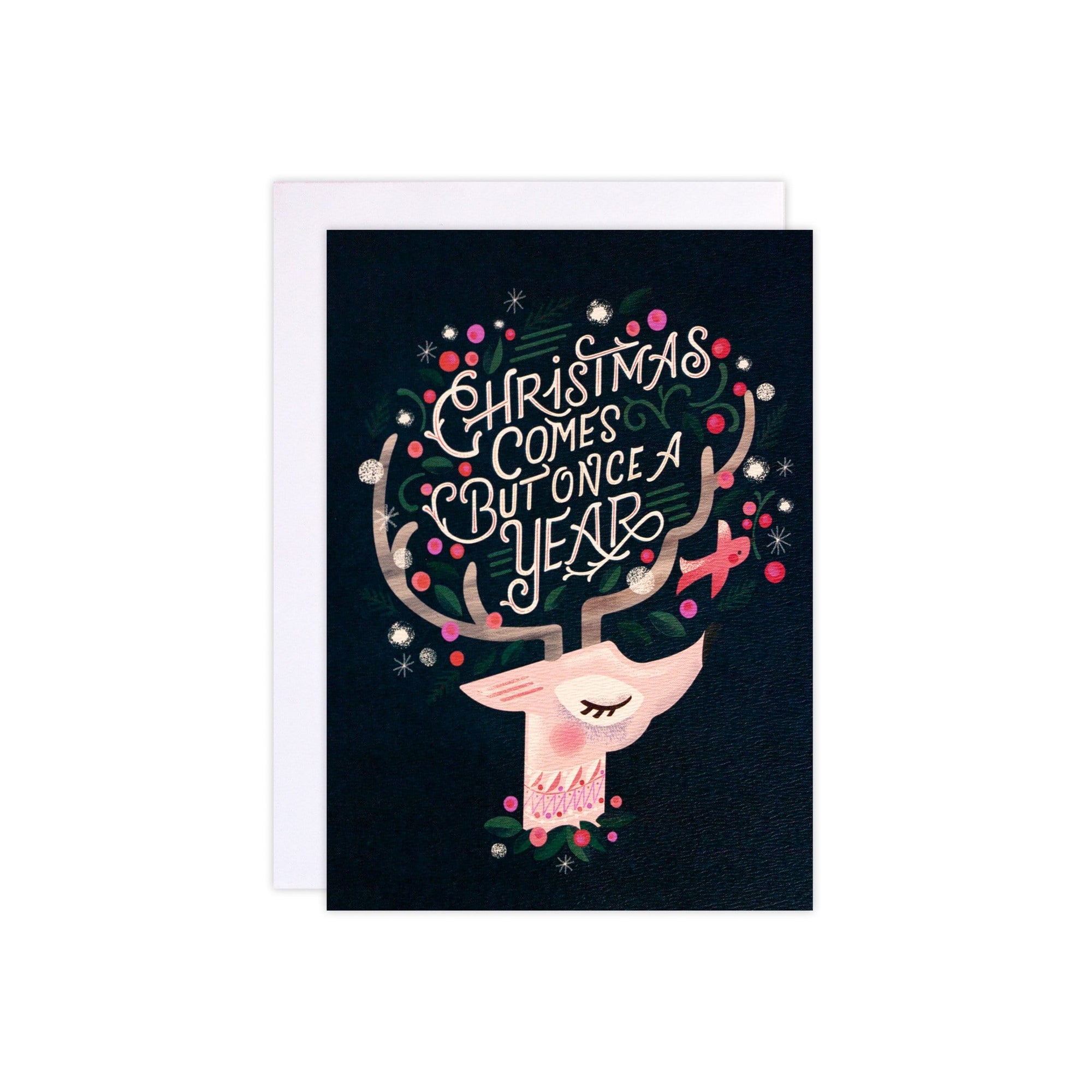 Christmas Comes But Once a Year Reindeer Card
