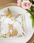 Woodland Critter Fox and Hedghehog Napkins - Large