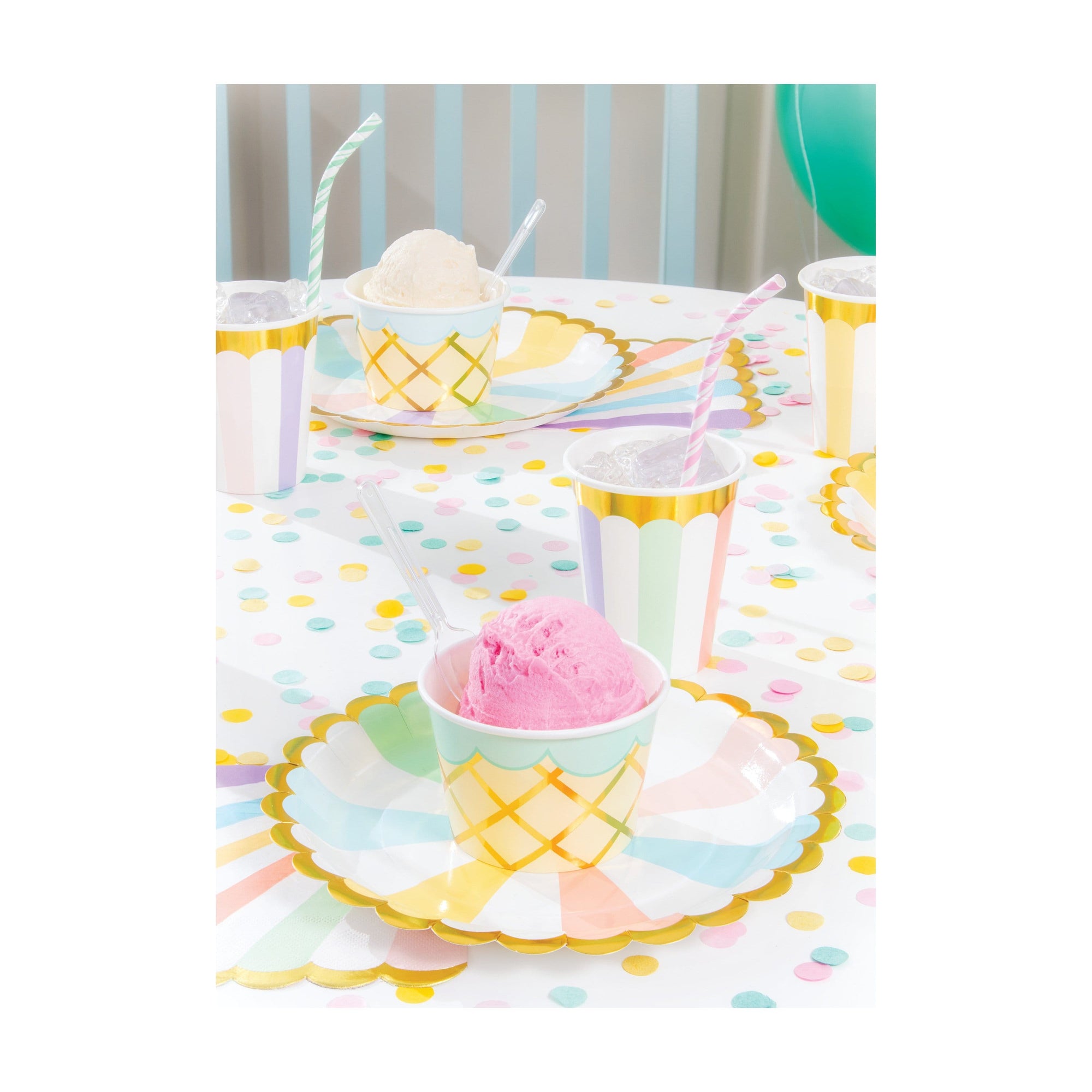 Assiettes à Rayures Arc-en-Ciel Pastel - Grandes