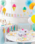 Banner de feliz cumpleaños de helado