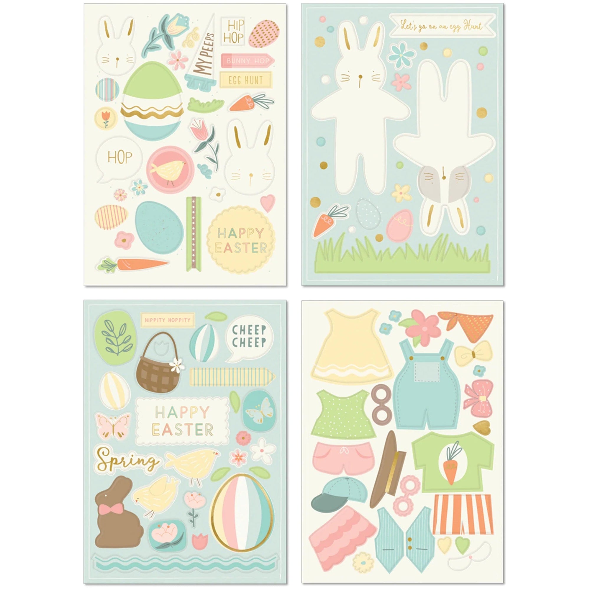 Ensemble d'autocollants d'activité de lapin de Pâques