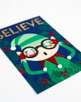 Santa's Elf Believe Glitter Card