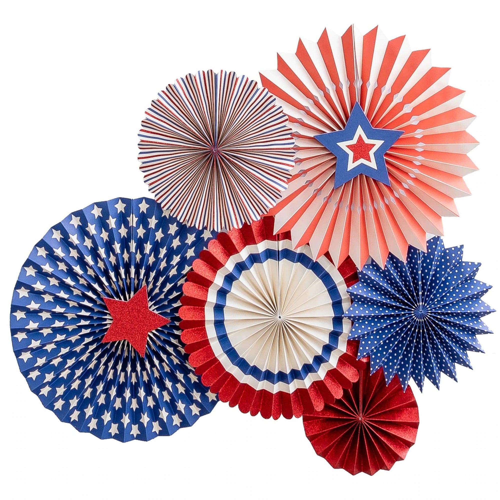 Ensemble d'éventails de fête rouge, blanc et bleu