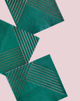 Rose Gold Striped Green Napkins - Small