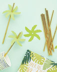 Pajitas de papel de palmera dorada
