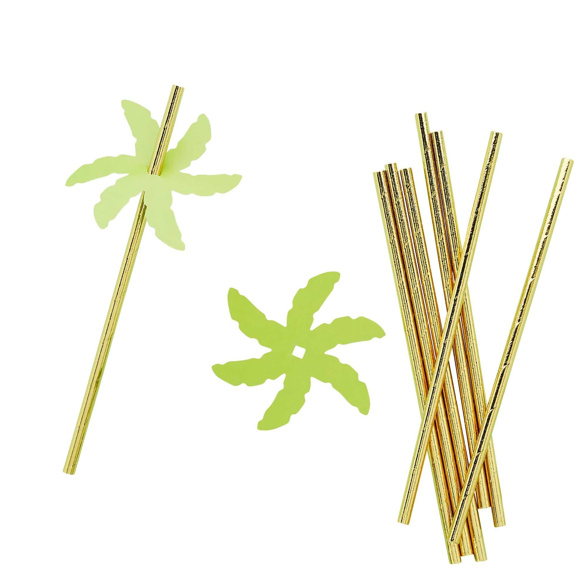 Golden Palm Tree Paper Straws