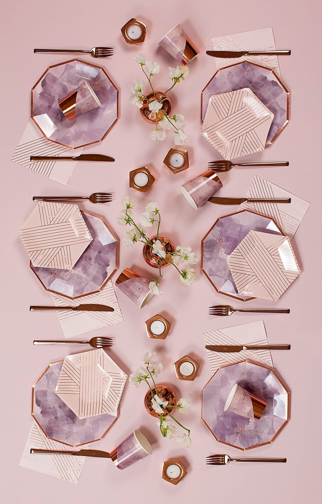 Assiettes en améthyste et or rose - Grandes