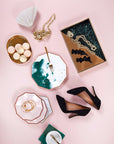 Rose Gold Striped Green Napkins - Small