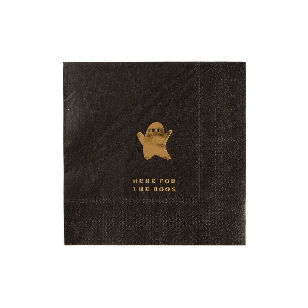 Here for the Boos black ghost Halloween napkins