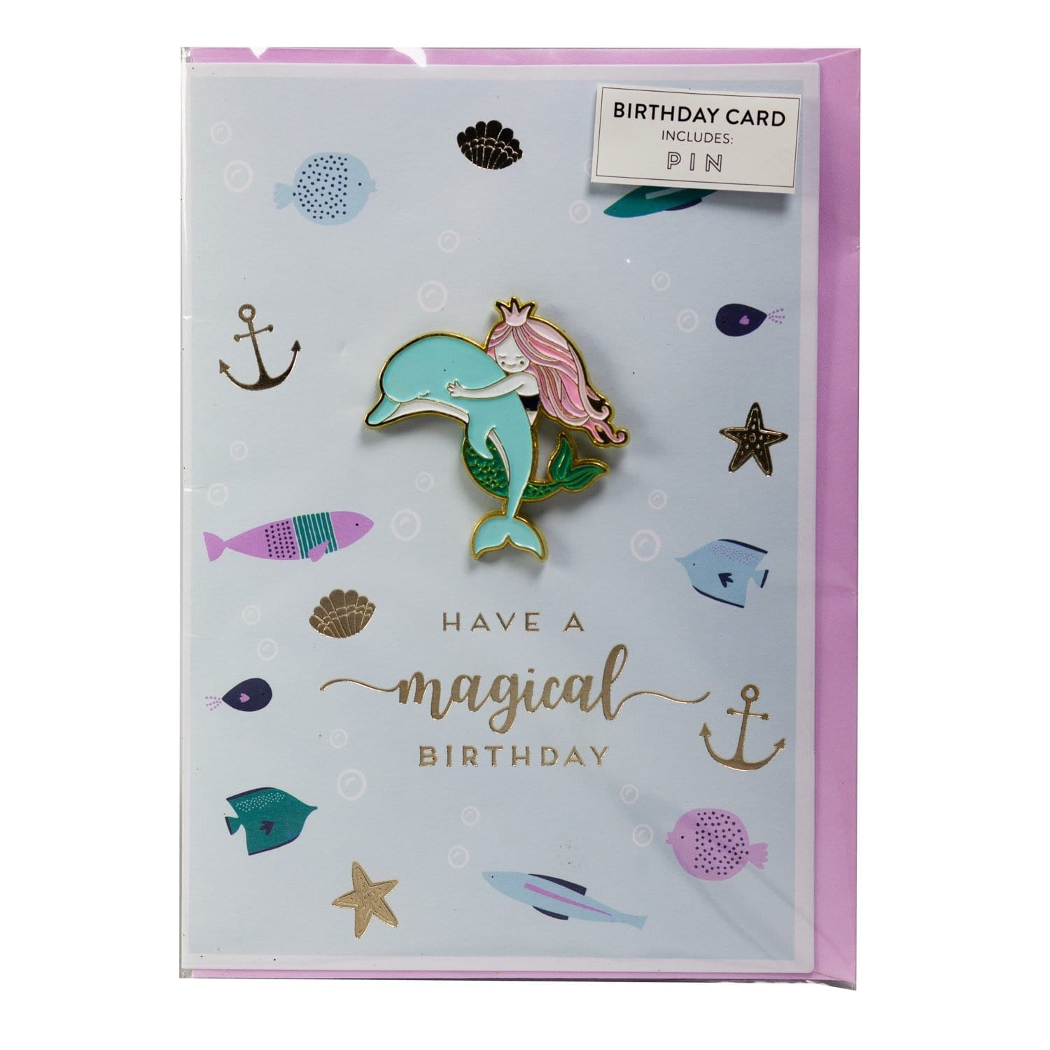 Mermaid Birthday Card with Pin