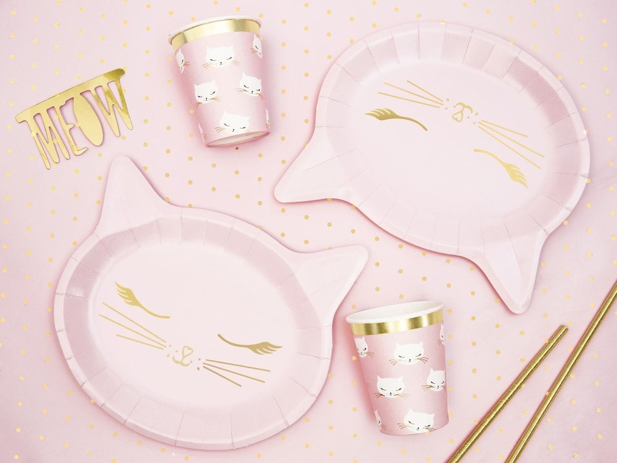Pink and White Cat Cups