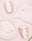 Tazas de gato rosa y blanco