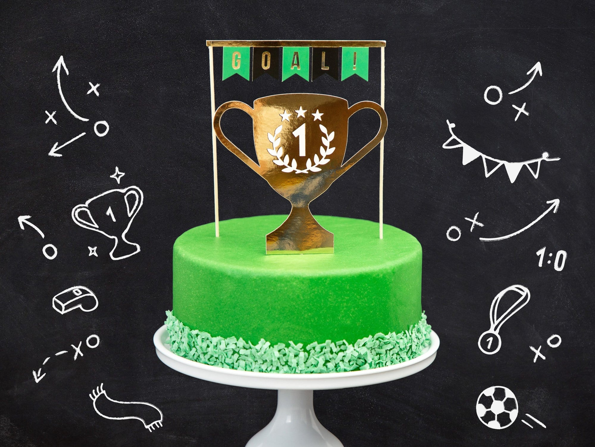Goal Pennant & Trophy Cake Topper Set