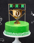 Set de decoración para tarta con banderín y trofeo de gol