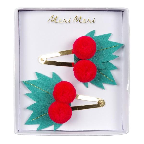 Pinces à cheveux en feutre de houx