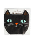 Black Cat Die Cut Halloween Napkins - Light Green Eye, Copper Foil Version