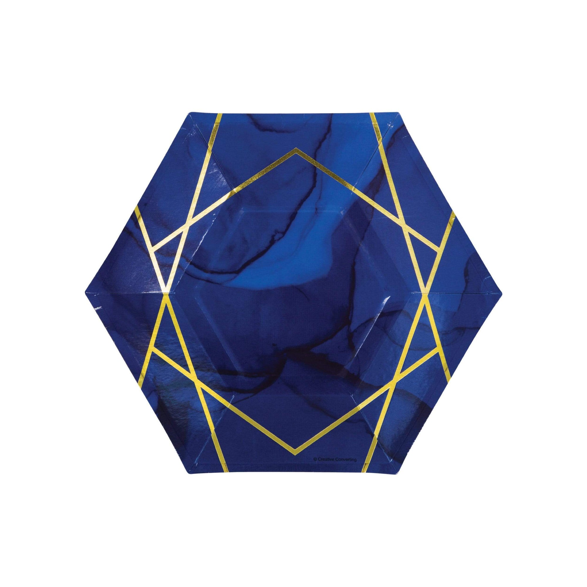 Gold and Navy Geometric Dessert Plates