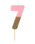 Bougie Chiffre Pailletée Rose et Or