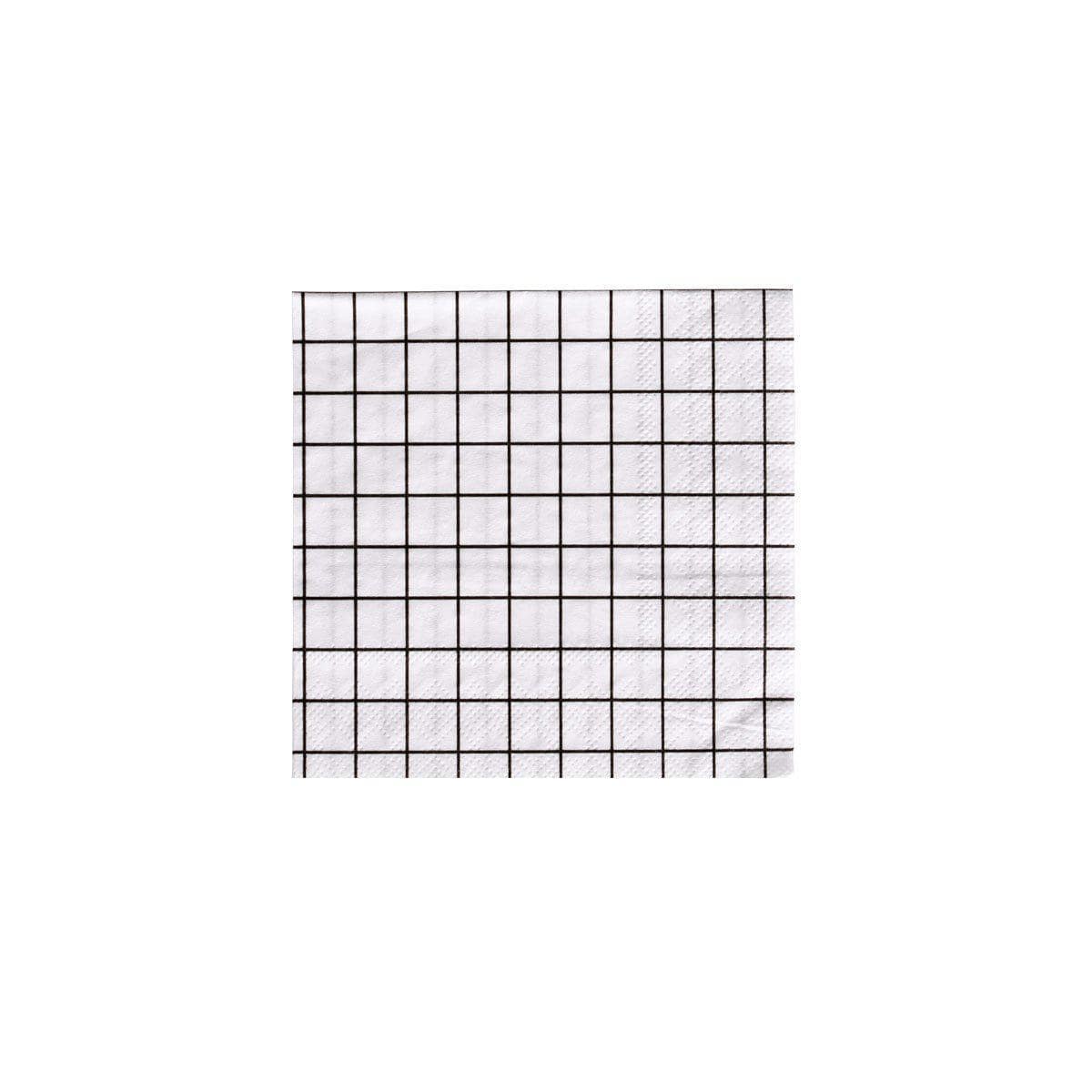 Serviettes à grille noire et blanche - Petites