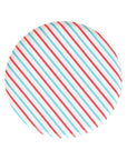 Red and Blue Stripe Circle Plates - Large