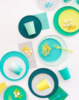 Platos circulares de rayas menta - Grandes