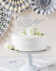 Adorno para tarta de plata con amor.