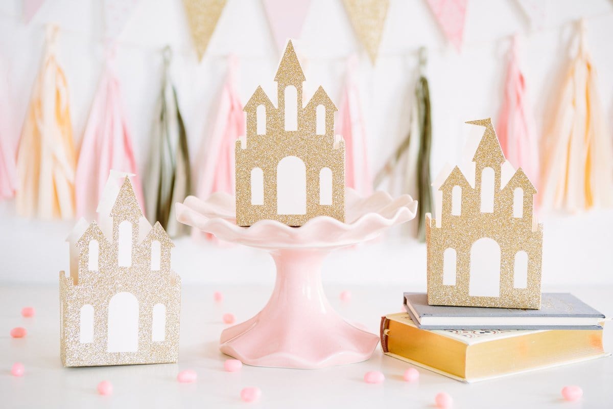 Gold Glitter Castle Favour Boxes