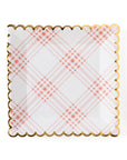 Pink Plaid Scalloped Square Plates