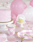 Adorno para tarta con banderines de primer cumpleaños rosa