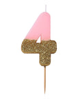 Bougie Chiffre Pailletée Rose et Or