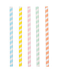 Pajitas de papel para batido con rayas arcoíris pastel