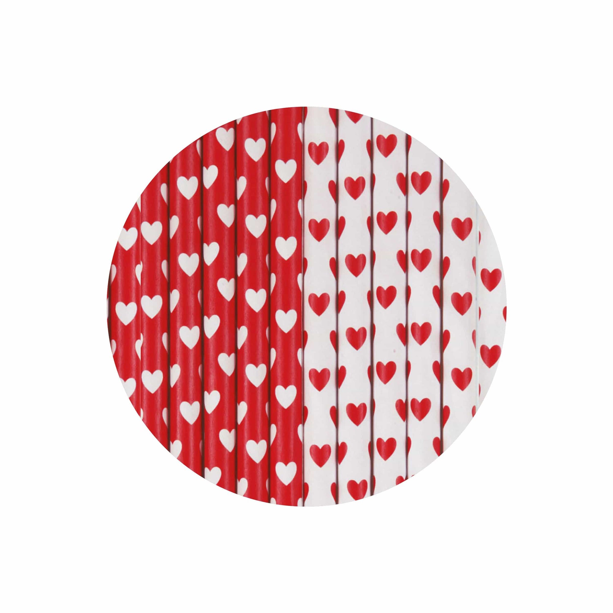 Red and White Hearts Paper Straws