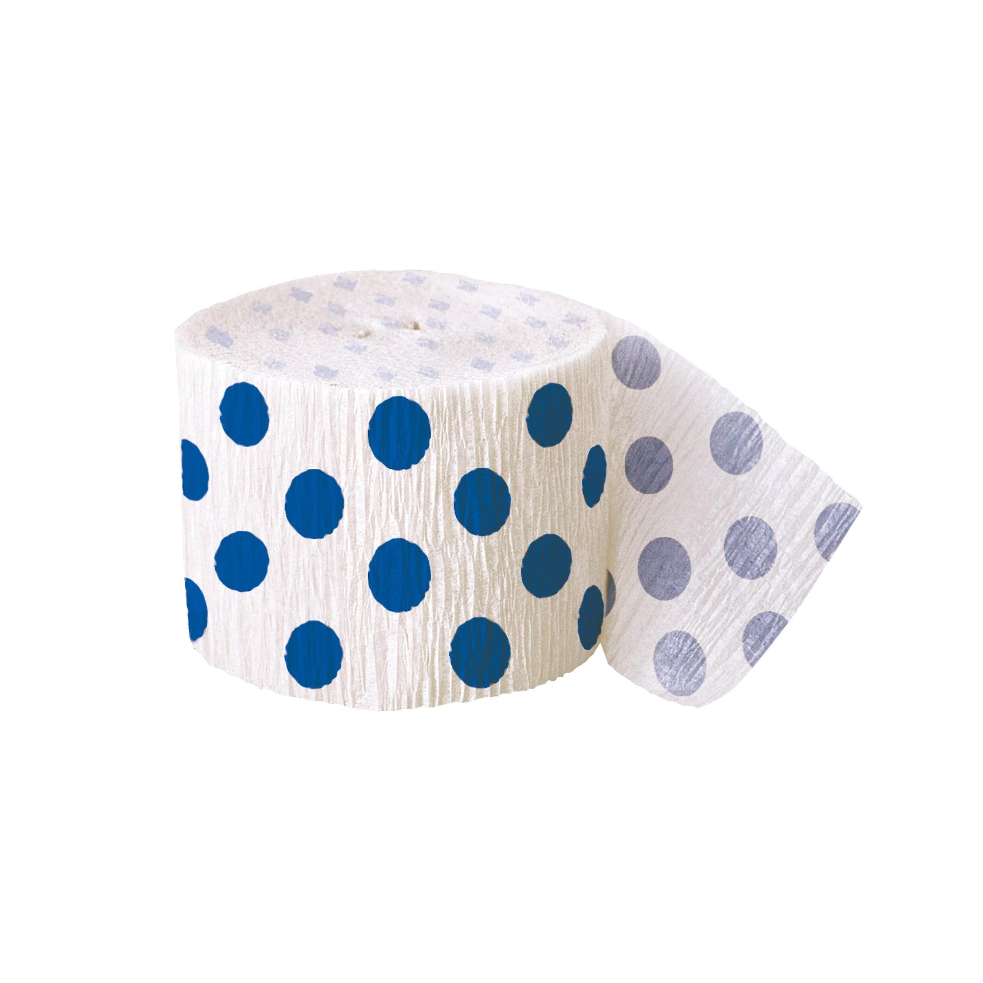 Serpentin en papier crépon à pois bleus