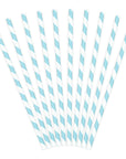 Pailles en papier bleu ciel rayées