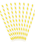 Pajitas de papel amarillas a rayas