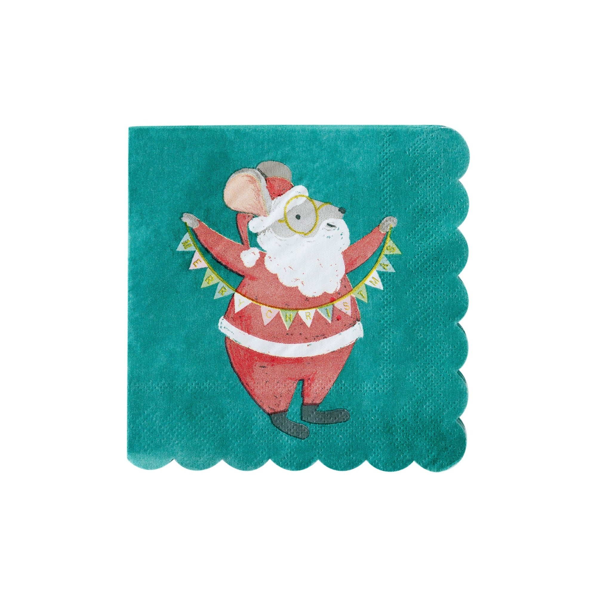 Serviettes festonnées Père Noël Souris - Petites