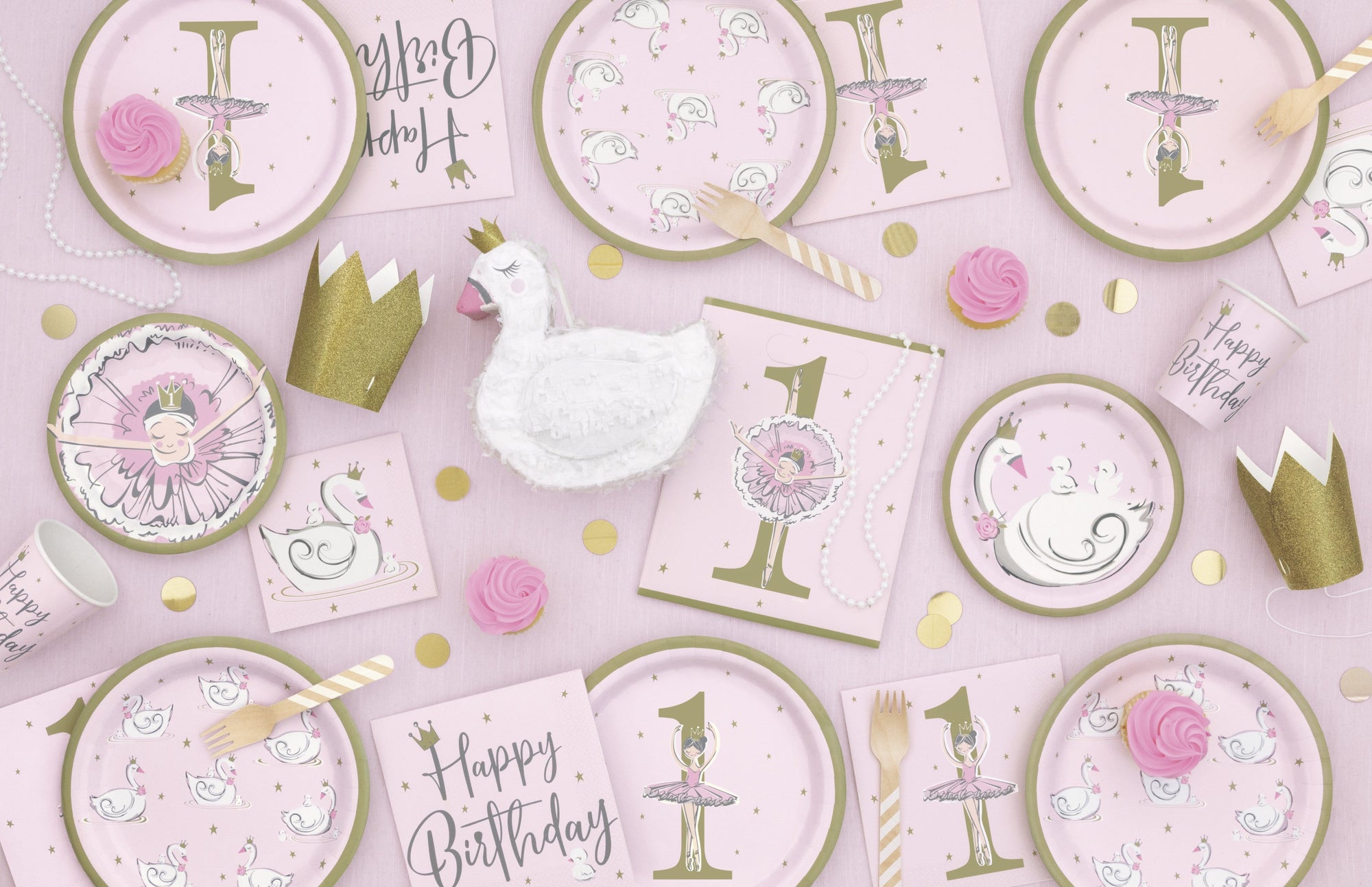 First Birthday Pink Ballerina Plates