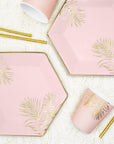 Blush Pink and Gold Leaf Plates - Small