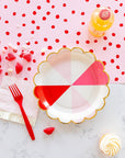 Red and Pink Stripe Plates - Large