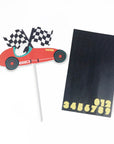Kit de decoración para tarta personalizada con diseño de coche de carreras vintage