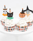 Retro Witch, Black Cat, Jack O'Lantern, and Skeleton Cupcake Kit