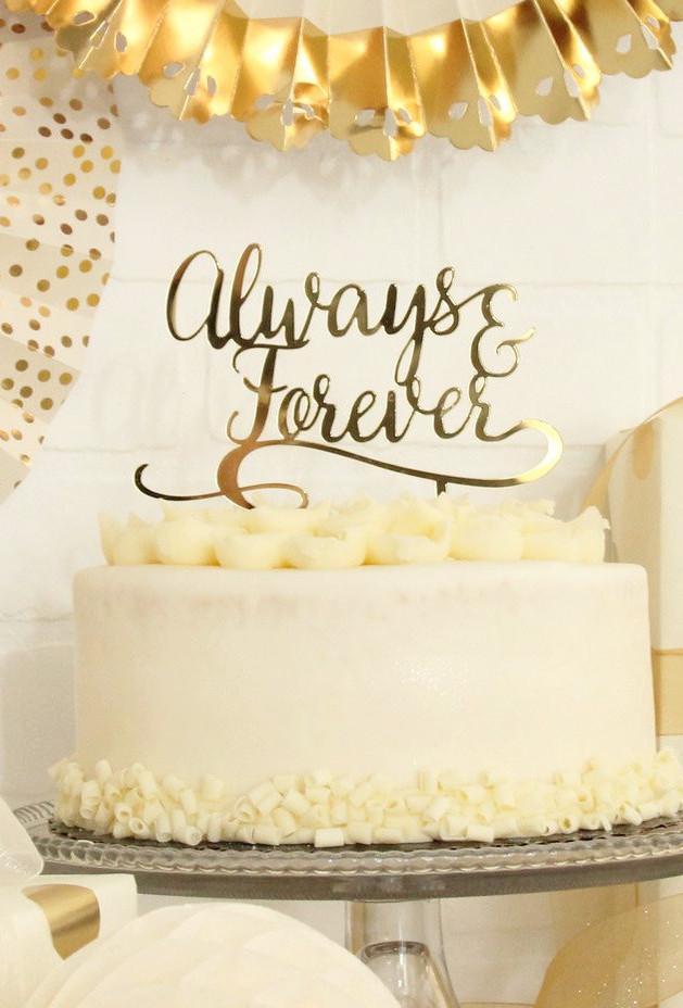 My Mind&#39;s Eye Always &amp; Forever Gold Acrylic Cake Topper