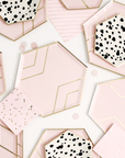 Platos hexagonales en rosa rubor y dorado - Pequeños