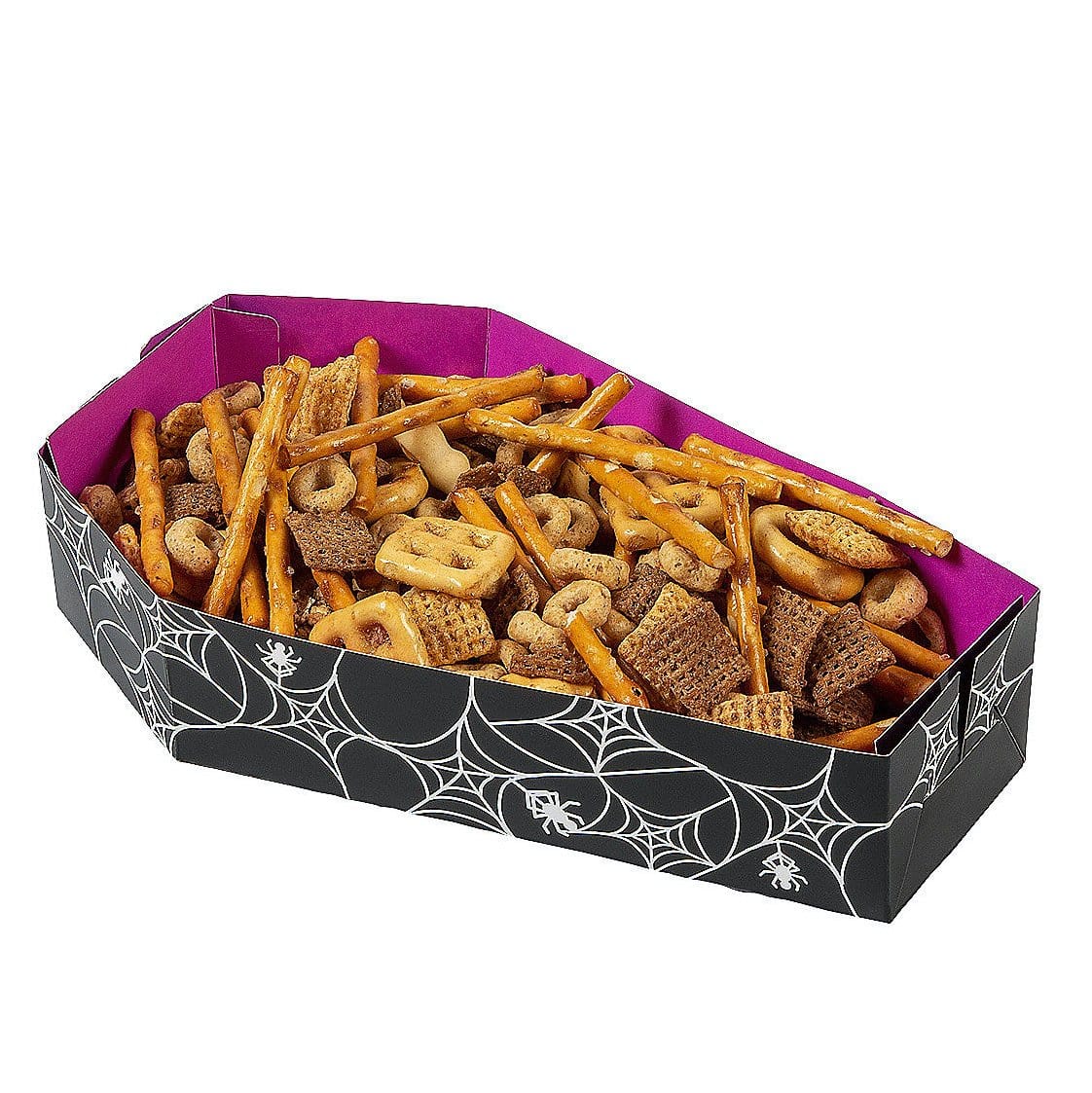 Plateaux de friandises en forme de cercueil en toile d'araignée