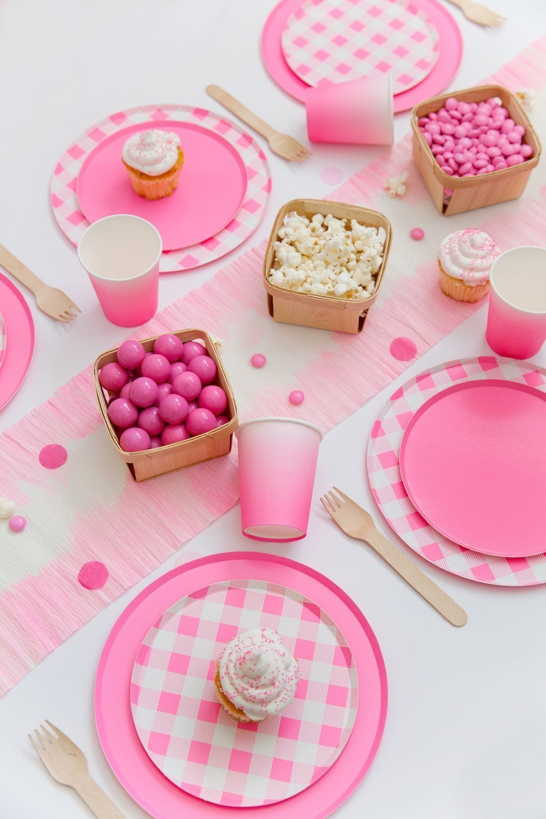 Assiettes Cercle Vichy Rose - Grandes