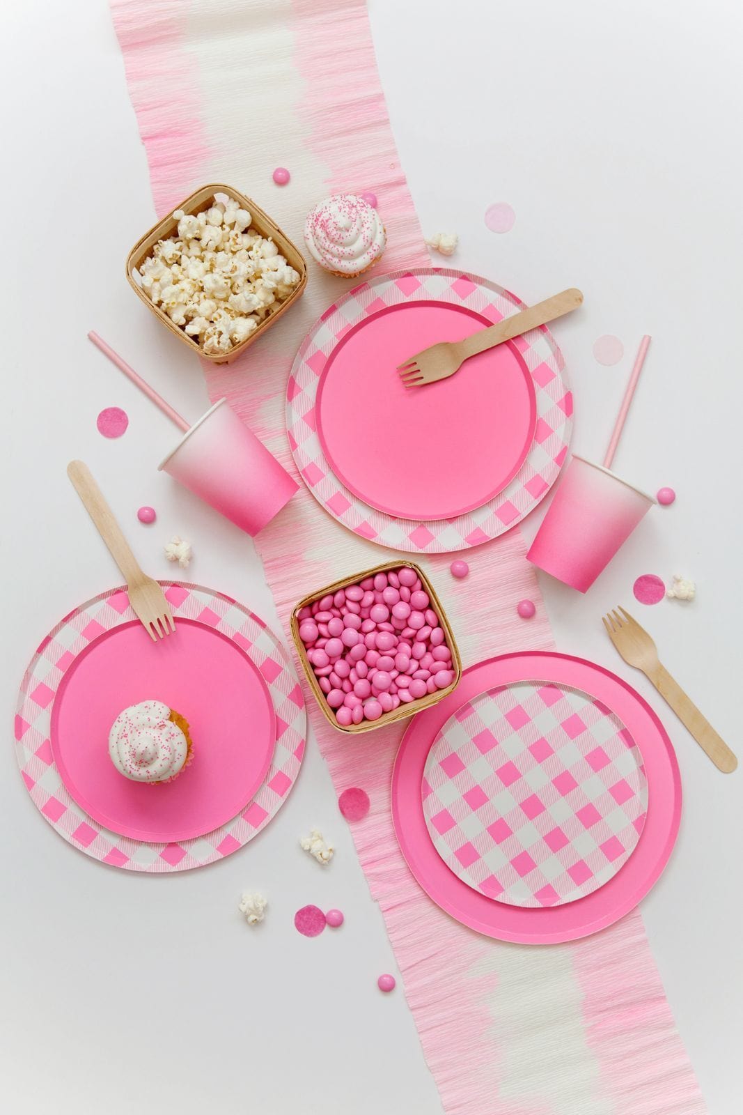 Assiettes Cercle Vichy Rose - Grandes