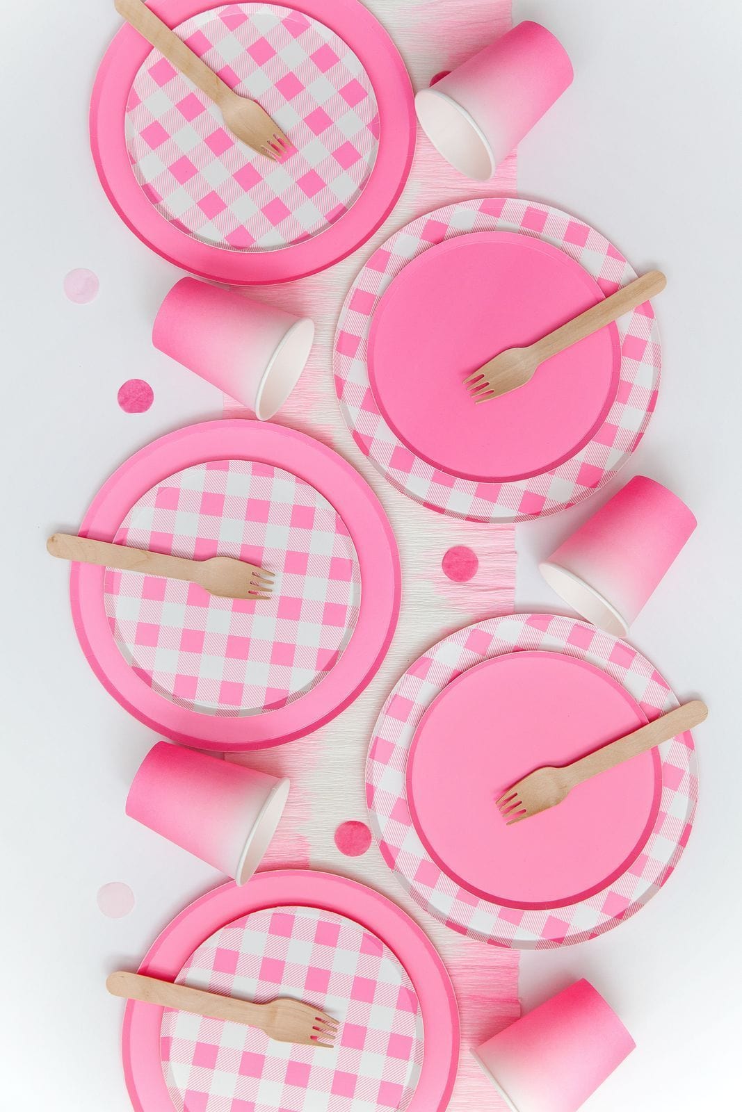 Assiettes Cercle Vichy Rose - Grandes